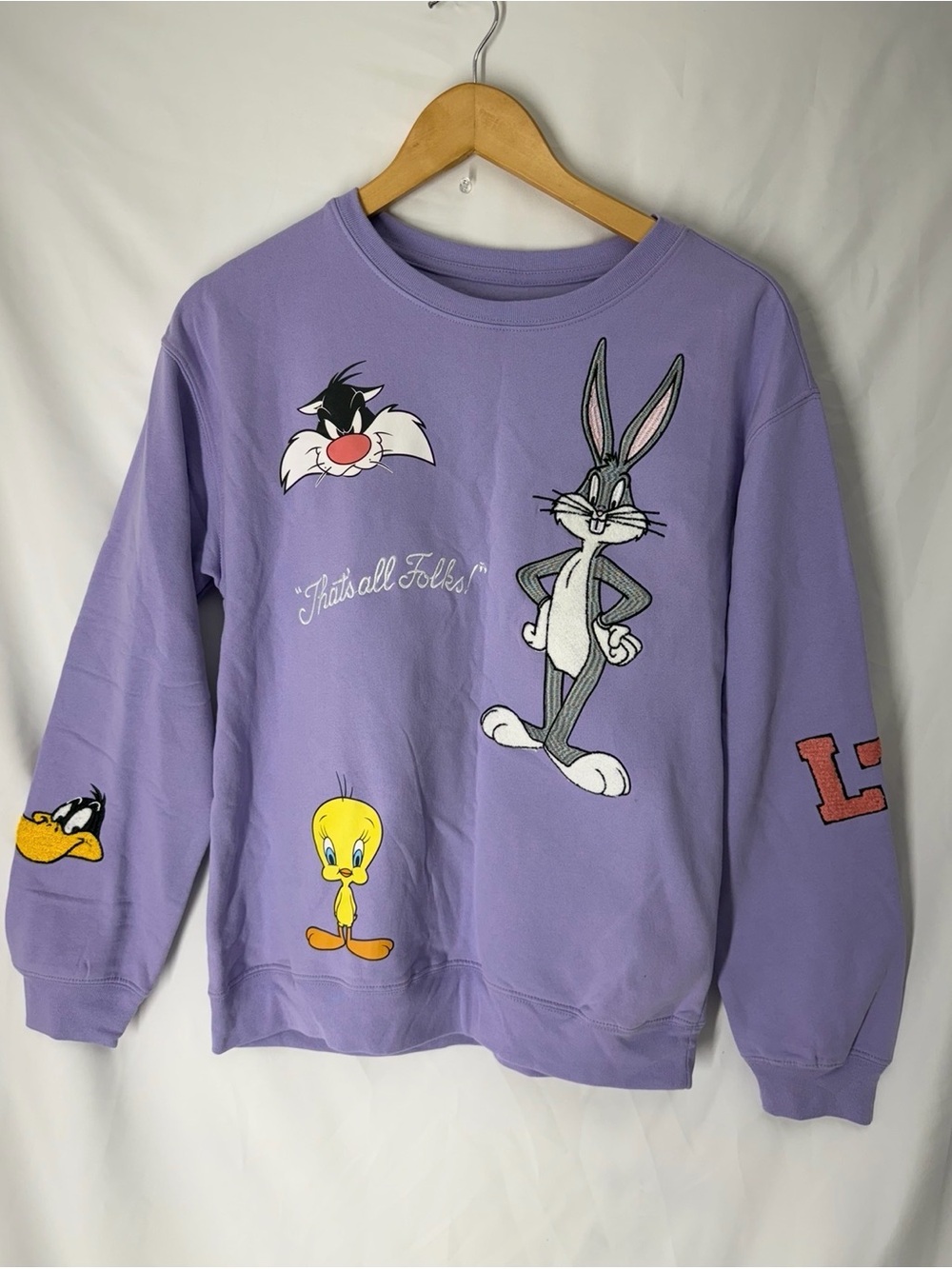 Lavender Looney Tunes Crewneck Sweatshirt - Bugs Bunny & Tweety